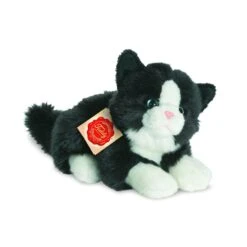 Teddy Hermann 90689 Katze Liegend Schwarz / Weiß Ca. 20cm Plüsch